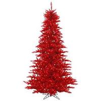 Vickerman 5.5' x 42" Tinsel Red Fir Tree with 400 Red Lights