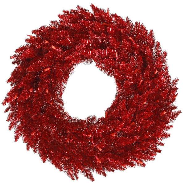 24" Artificial Tinsel Red Fir Wreath