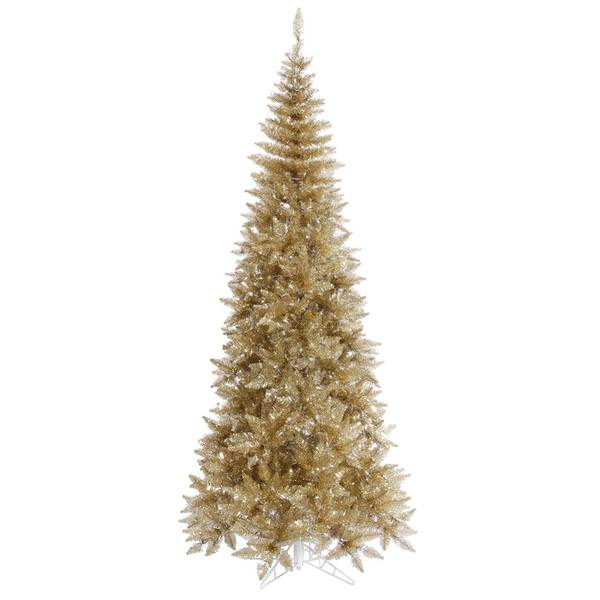 4.5' x 24" Tinsel Champagne Slim Fir Tree