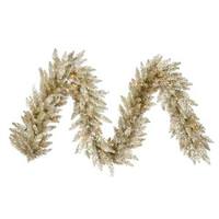 View 9' Artificial Champagne Garland with 100 Warm White LED Lights
