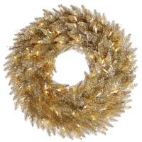Vickerman 48" Artificial Champagne Wreath 150 Clear Miniature Lights