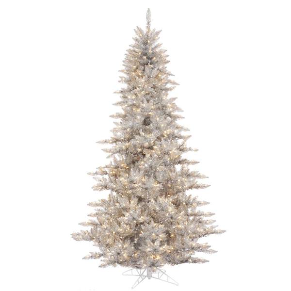 3' x 25" Silver Tree with 100 Warm White LED Lights