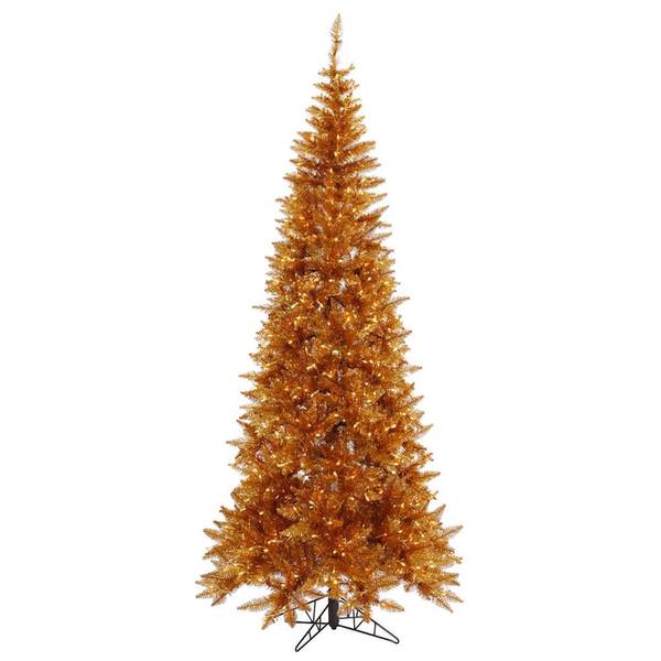 4.5' x 24" Copper Slim Fir Tree 200 Clear Miniature Lights