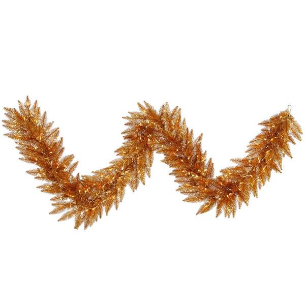 9' Artificial Copper Garland with 100 Warm White LED Lights