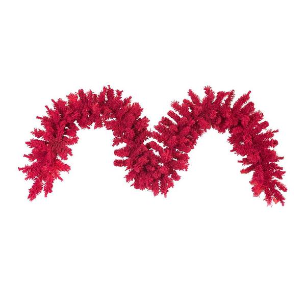9' x 14" Artificial Flocked Red Fir Garland
