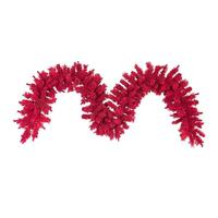 View 9' x 14" Artificial Flocked Red Fir Garland