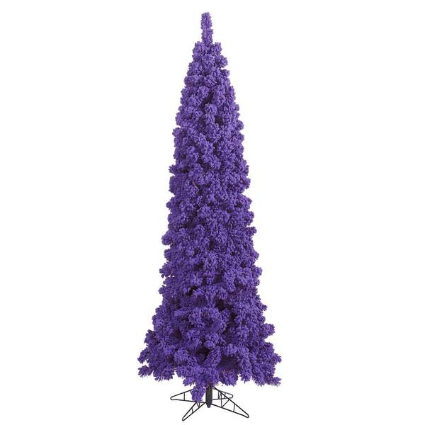 4.5' x 19" Flocked Purple Pencil Tree