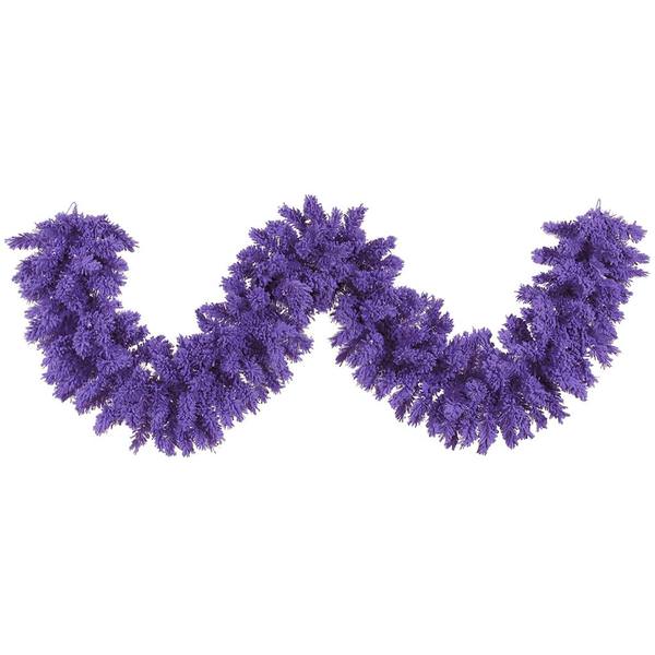 9' Artificial Flocked Purple Fir Garland