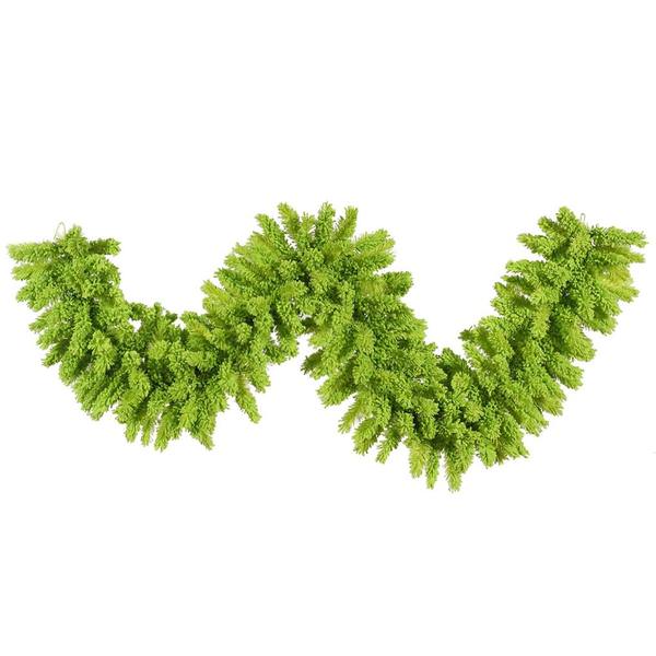 9' x 14" Artificial Flocked Lime Fir Garland