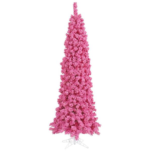 5.5' x 22" Flocked Pink Pencil Fir Tree