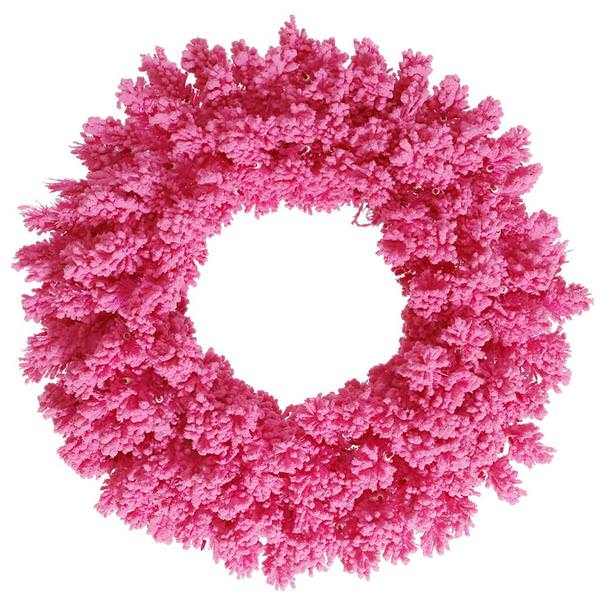 24" Artificial Flocked Pink Fir Wreath