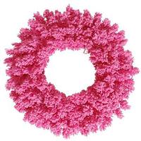Vickerman 24" Artificial Flocked Pink Fir Wreath