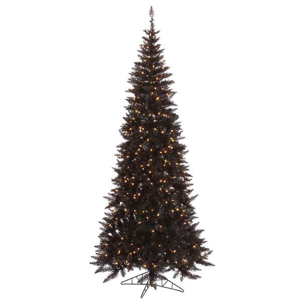7.5' x 40" Black Tree with 500 Warm White LED Lights