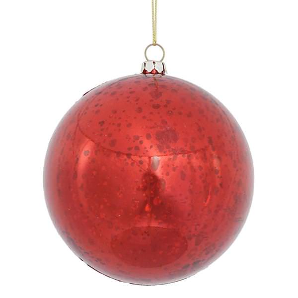 4" Red Shiny Mercury Ball Ornament (6 pack)