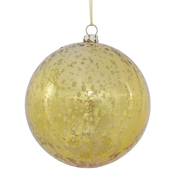 4" Gold Shiny Mercury Ball Ornament (6 pack)