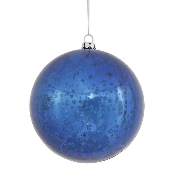 4" Sea Blue Shiny Mercury Ball Ornament (6 pack)