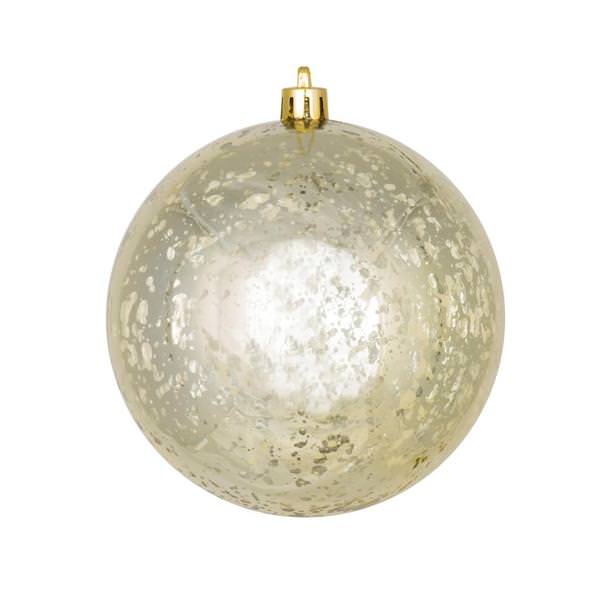 4" Champagne Shiny Mercury Ball Ornament (6 pack)