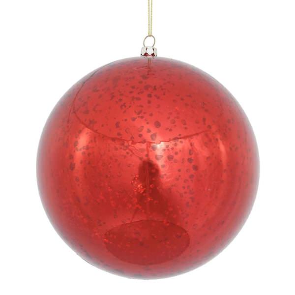 6" Red Shiny Mercury Ball Ornament (4 pack)