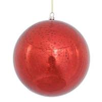View 6" Red Shiny Mercury Ball Ornament (4 pack)