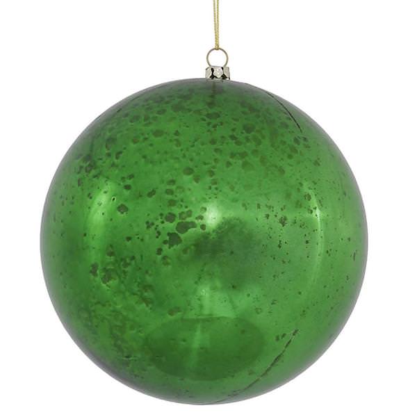 6" Green Shiny Mercury Ball Ornament (4 pack)