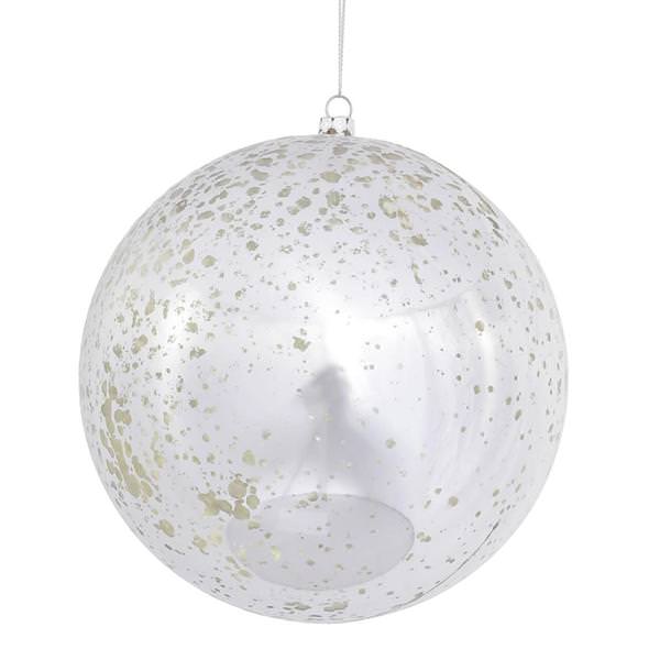 6" Silver Shiny Mercury Ball Ornament (4 pack)