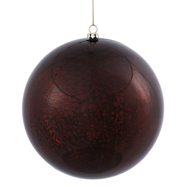 6" Chocolate Shiny Mercury Ball Ornament (4 pack)