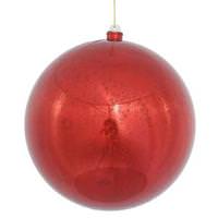 View 10" Red Shiny Mercury Finish Ball Ornament