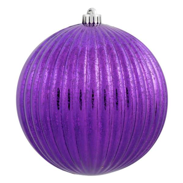 4" Purple Mercury Pumpkin Ball Ornament (6 pack)
