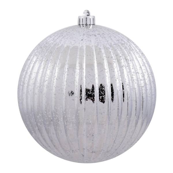 6" Silver Mercury Pumpkin Ball Ornament (4 pack)