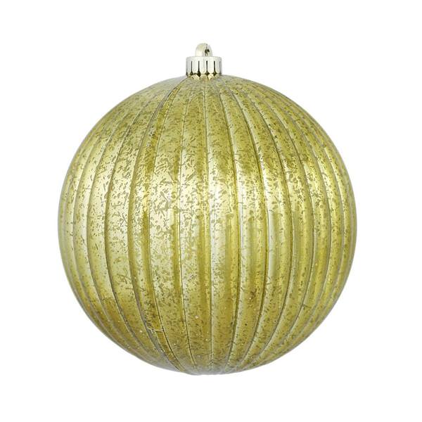 4" Olive Mercury Finish Pumpkin Ball Ornament (6 pack)
