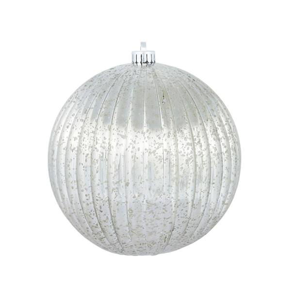 4" Pewter Mercury Finish Pumpkin Ball Ornament (6 pack)