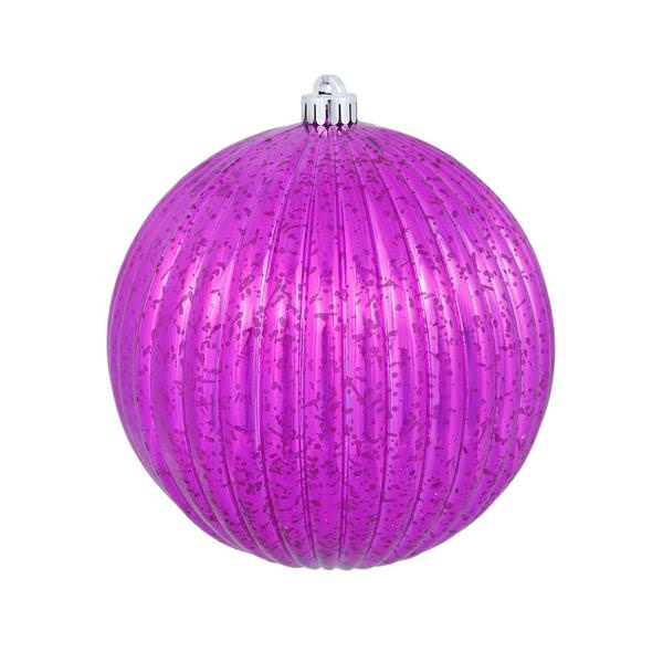 8" Magenta Mercury Finish Pumpkin Ball Ornament