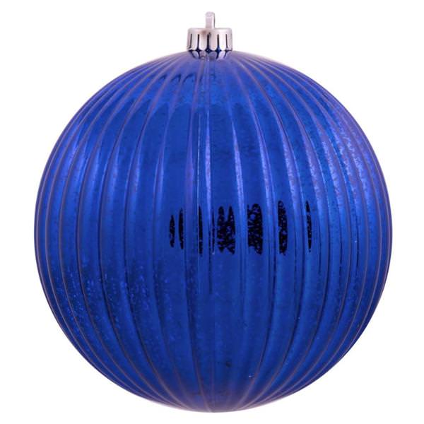 8" Sea Blue Mercury Pumpkin Ball Ornament