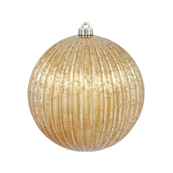 10" Mocha Shiny Pumpkin Mercury Ball Ornament