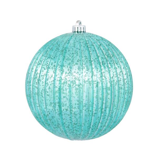 10" Teal Shiny Pumpkin Mercury Ball Ornament