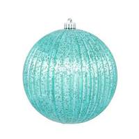 Vickerman 10" Teal Shiny Pumpkin Mercury Ball Ornament