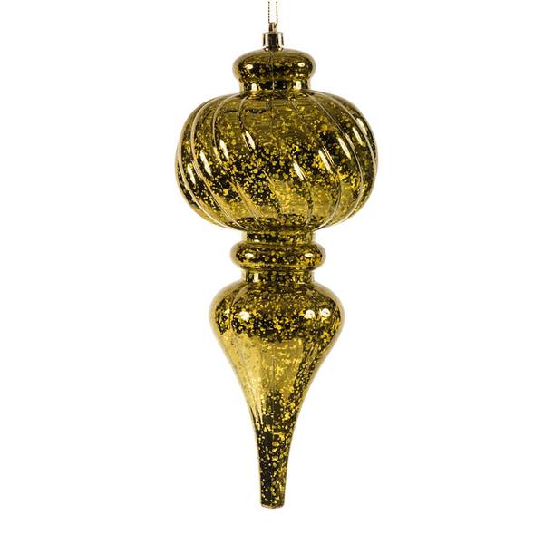 10" Olive Shiny Mercury Finial Ornament (3 pack)