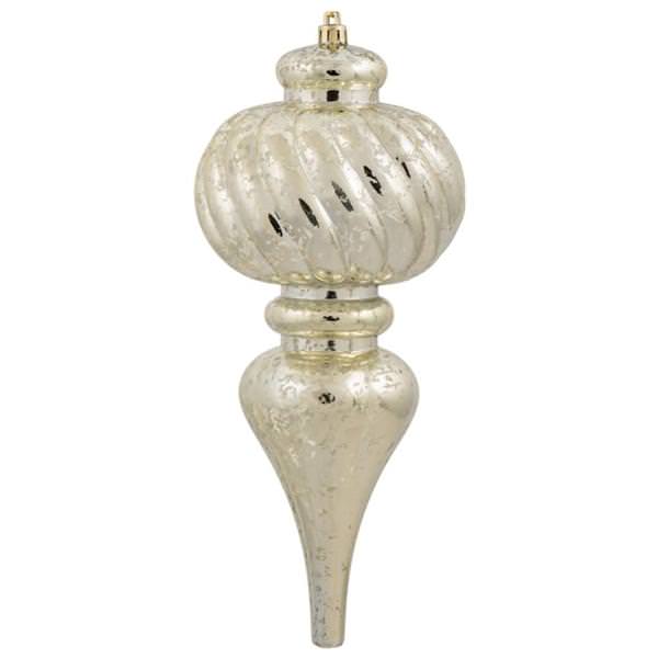 10" Champagne Shiny Mercury Finial Ornament (3 pack)