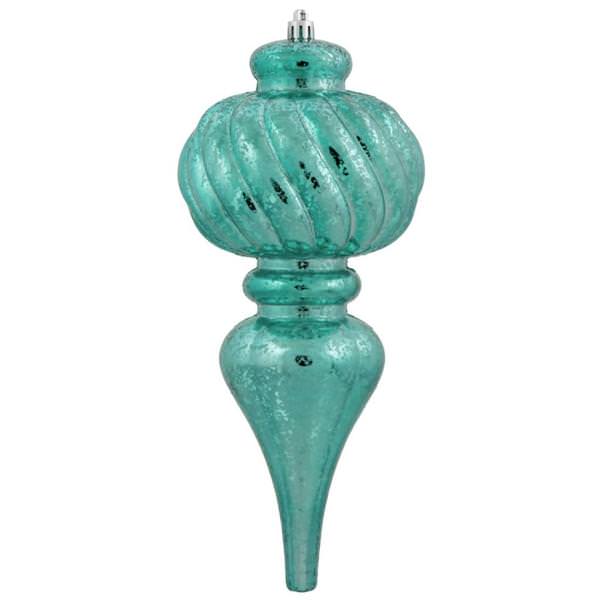 10" Teal Shiny Mercury Finial Ornament (3 pack)
