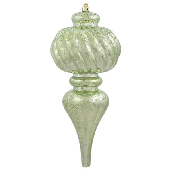 10" Celadon Shiny Mercury Finish Finial Ornament (3 pack)