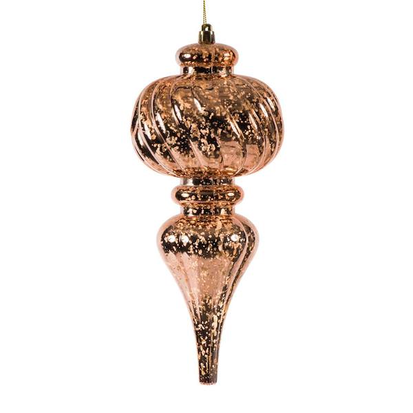 10" Rose Gold Shiny Mercury Finial Ornament (3 pack)