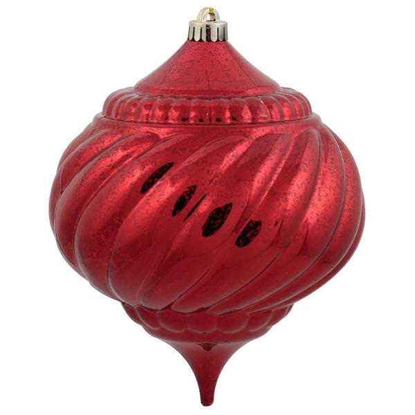 6" Red Shiny Mercury Finish Onion Ornament (4 pack)