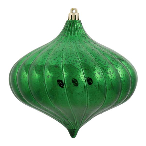 6" Green Shiny Mercury Onion Ornament (4 pack)