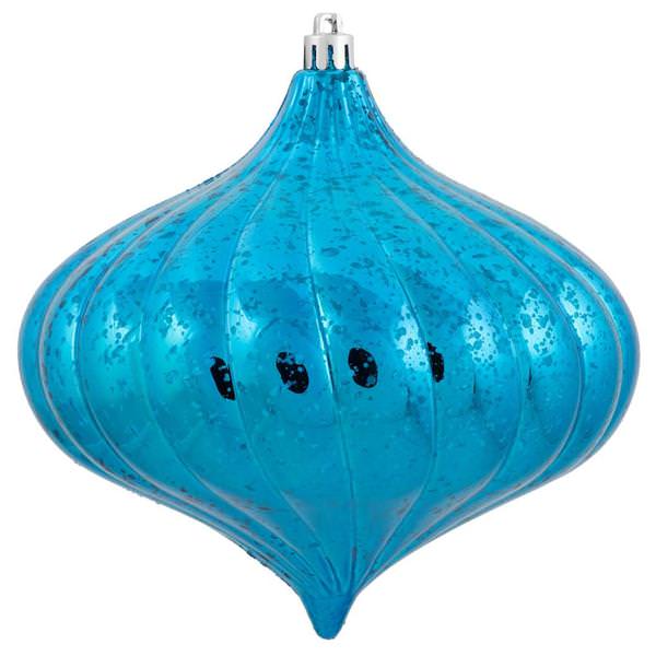 6" Turquoise Shiny Mercury Finish Onion Ornament (4 pack)