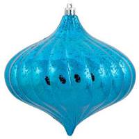 Vickerman 6" Turquoise Shiny Mercury Finish Onion Ornament (4 pack)