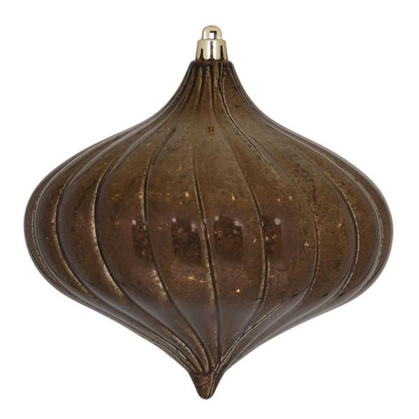 6" Chocolate Shiny Mercury Onion Ornament (4 pack)