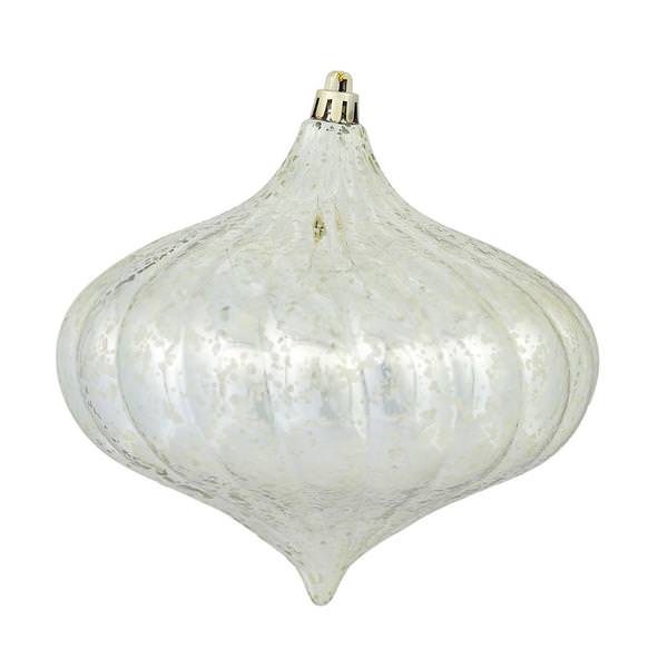 6" Champagne Shiny Mercury Finish Onion Ornament (4 pack)