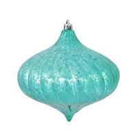Vickerman 6" Teal Shiny Mercury Finish Onion Ornament (4 pack)