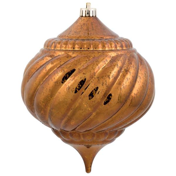 8" Copper Shiny Mercury Onion Ornament
