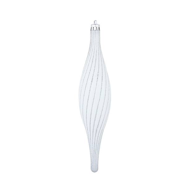10" White Glittered Spirial Ornament (4 pack)